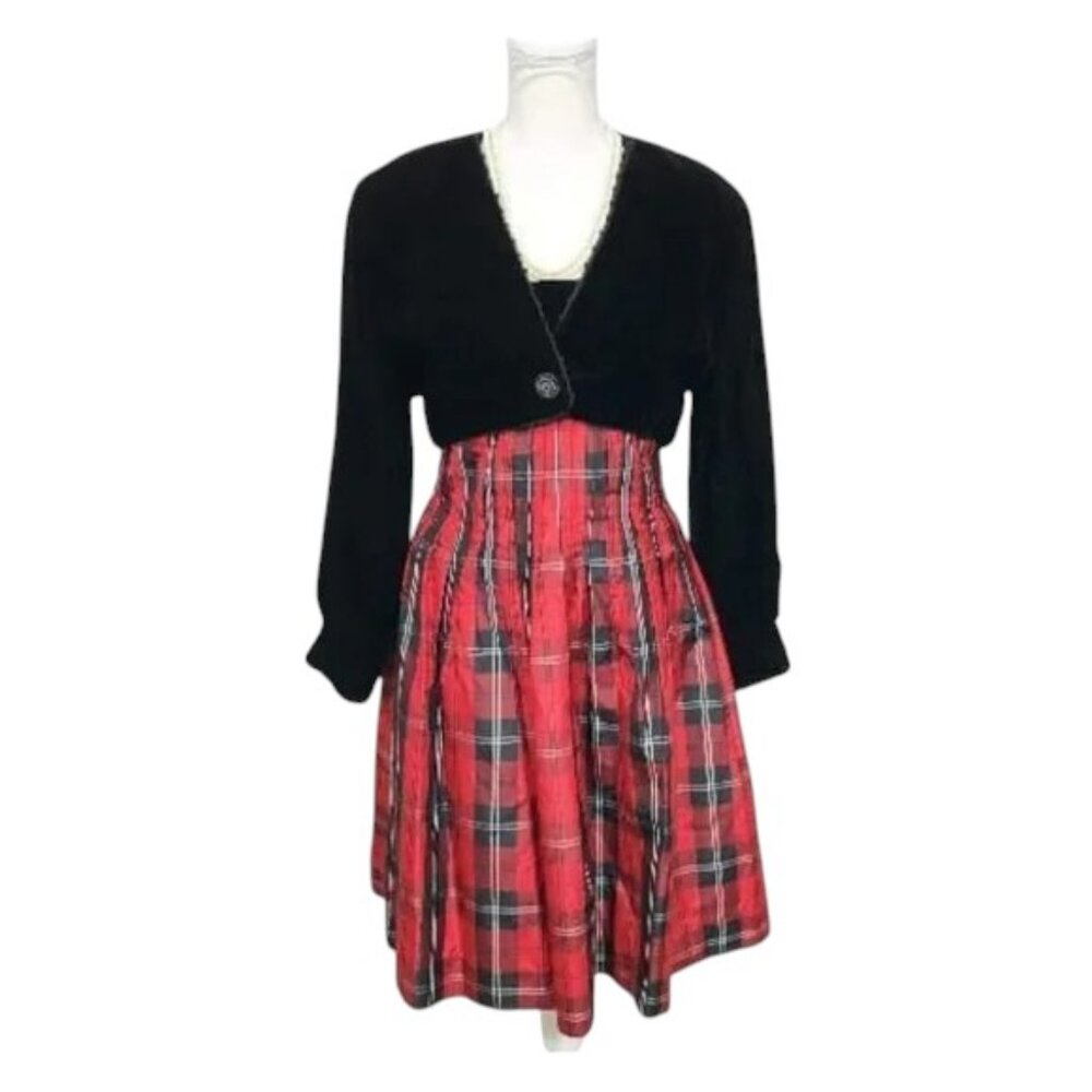 Vintage Albert Nipon Dress Black Red - image 3